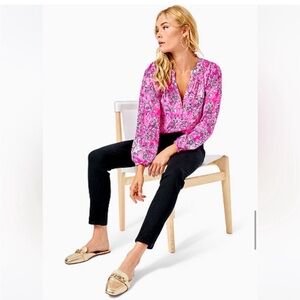 Lilly Pulitzer South Ocean Onyx Black Jeans Size 16